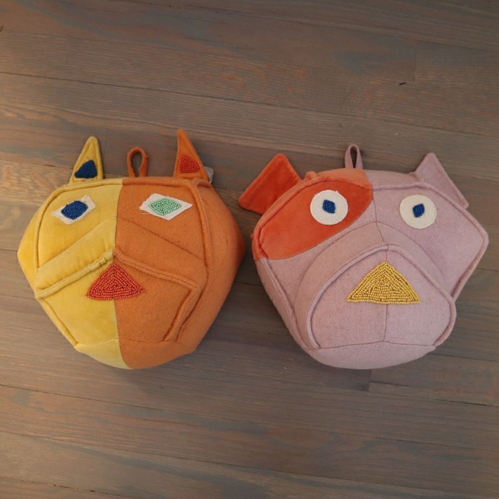 Domino x Crate & Barrel Kids Felt Dog Animal Head Wall Decor Set of 2
